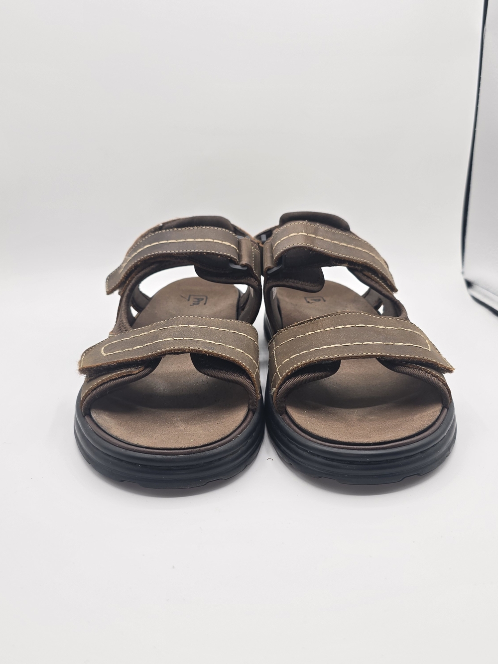 Propet Brown Men’s 10.5 Leather Strap Sandals Ortho Support Comfy Walking